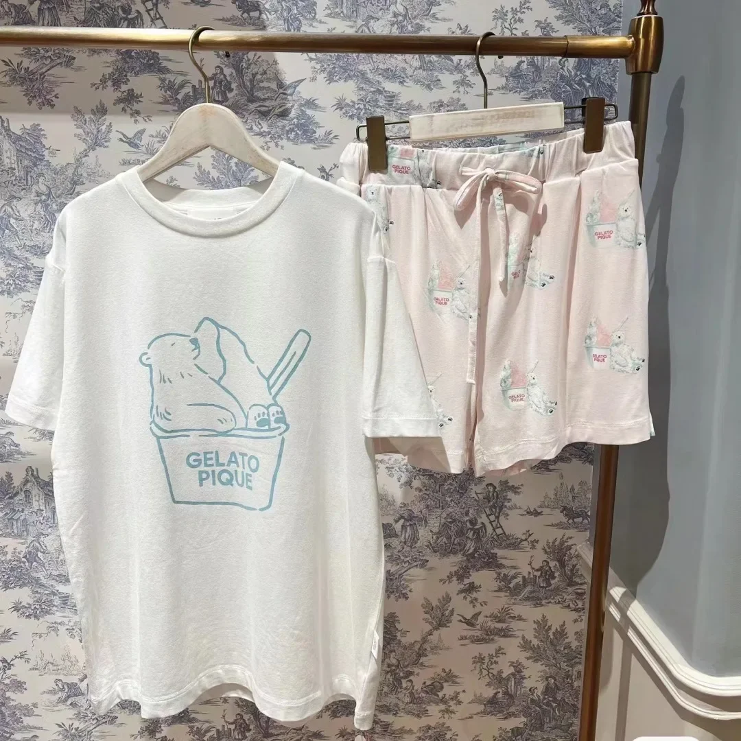 Room Wear Ladies Pajamas Summer Shorts Set Cotton Sleepwear Kawaii Clothes