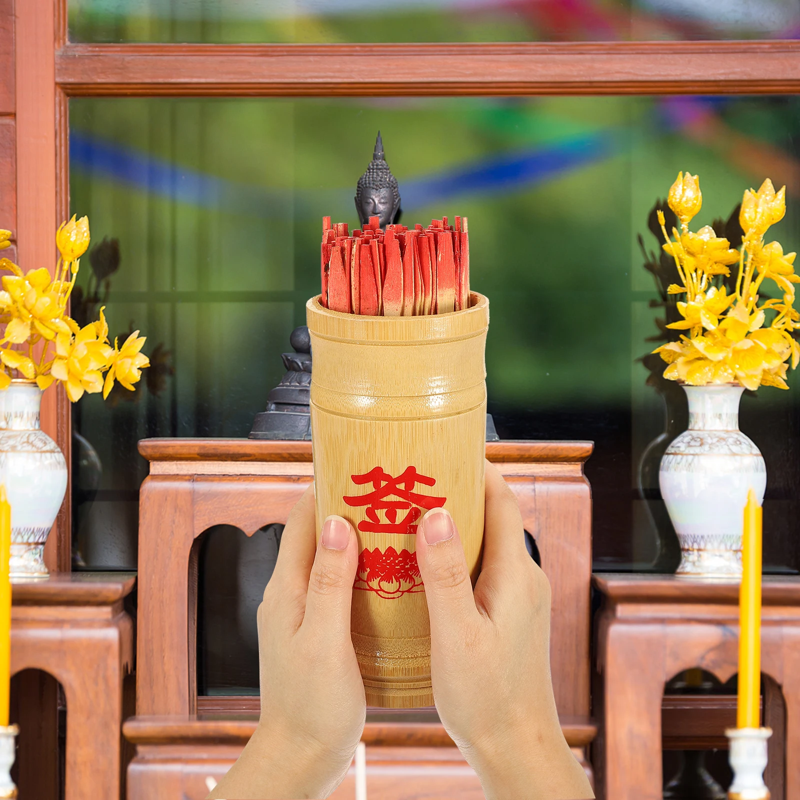 

Bamboo Fortune Sticks Props Yin Telling Chinese Bucket Kids Divination Tools Style