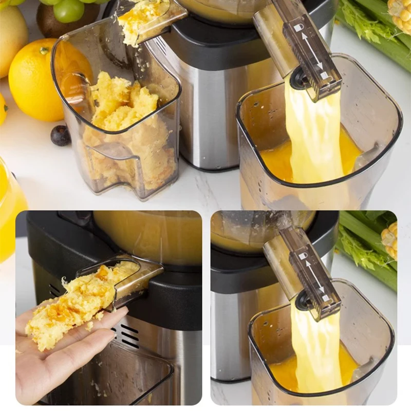 Slow Juicer Screw Electric Juice Machine 220V Stainless Steel Filter Free Large Caliber Cold Press Fruit Extractor