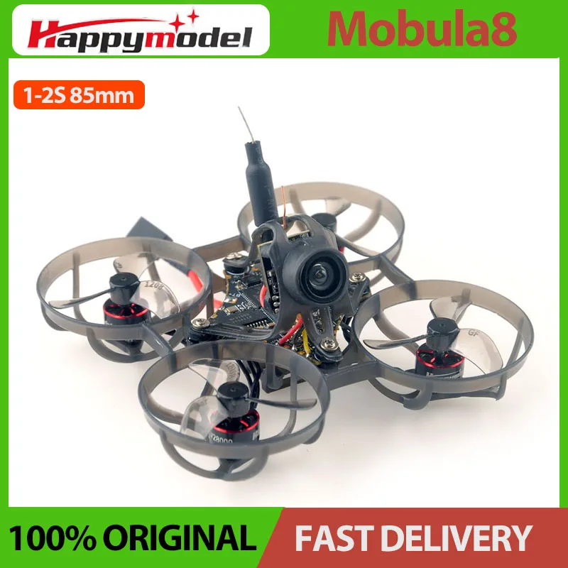 HappyModel Mobula8 1-2S 85mm Micro FPV Whoop Drone X12 AIO FC 400mW OPENVTX Caddx Ant 1200TVL EX1103 KV110000