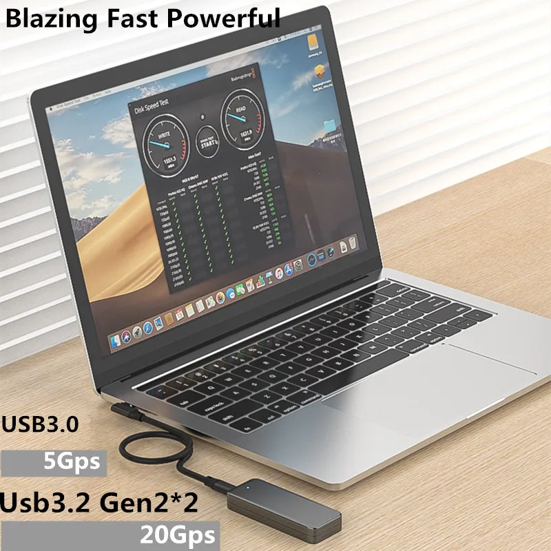 1M/2M/3M/5M USB TYPE-C 3.1/3.2 Gen 2 Male Cable 20Gbps OTG Fast Charging Data Sync Transfer SSD Hard Disk PD 5A 100W 4K@60HZ Ful