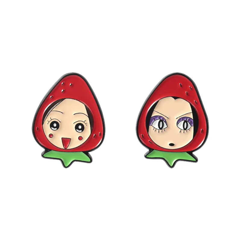 Cartoon strawberry headgear character design badges, Anime character-shaped alloy pins, backpack clothing accessory, gifts