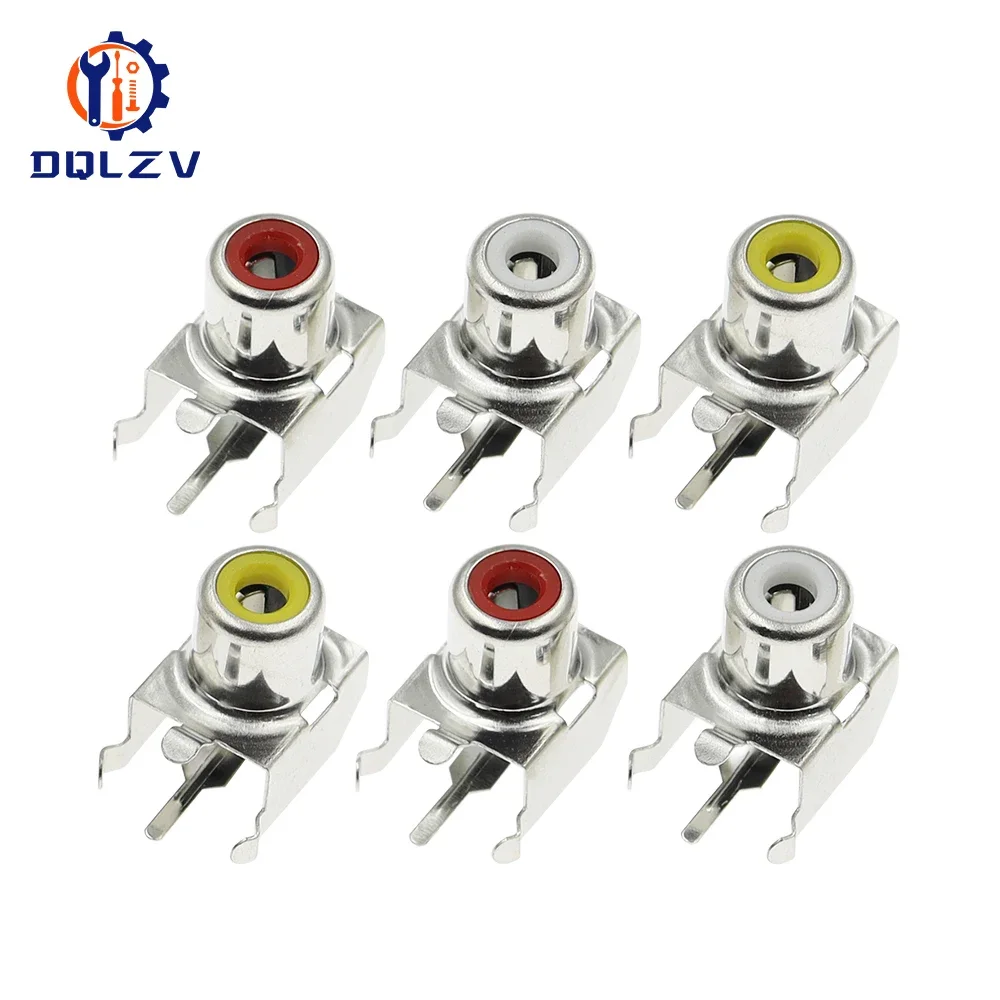 Lotus Seat AV Socket 4Pin RCA Single-hole PCB Soldering Audio Video Female Connector Nickel-plated