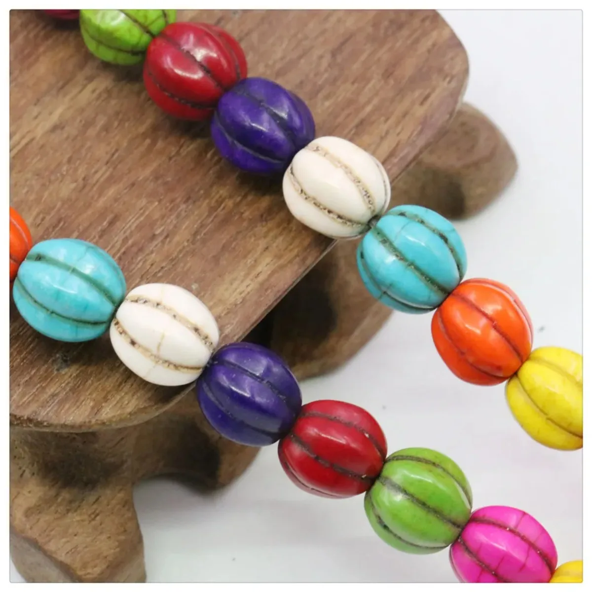 10 12 14 مللي متر متعدد الألوان اليقطين تركيا الفيروز فضفاض الخرز يدوية ل عقد دي اي واي سوار صنع المجوهرات تصميم النساء فتاة