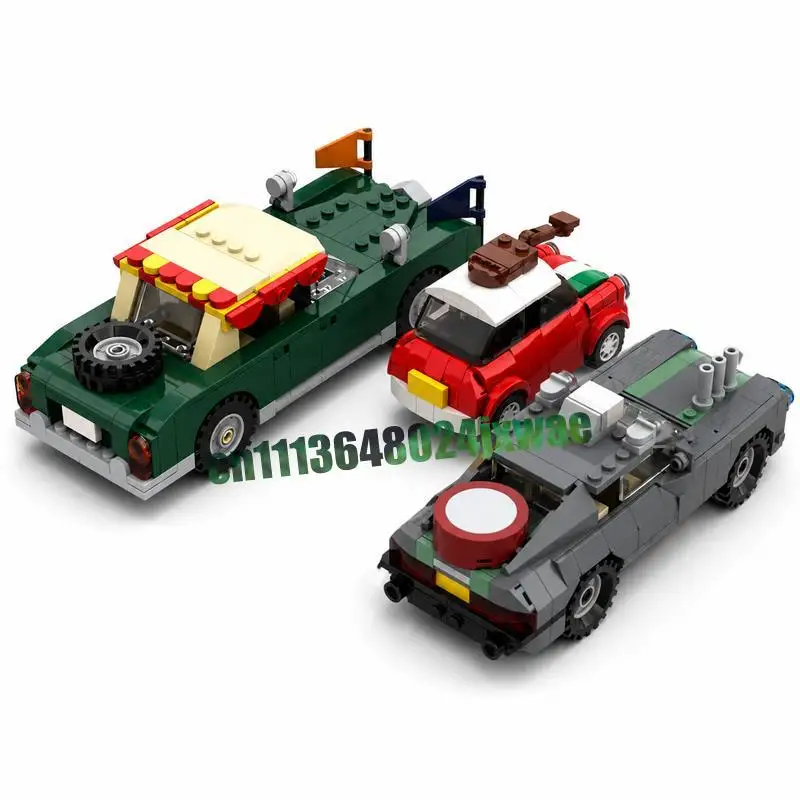 NEW 849PCS Three Classic Retro Travel Vehicle Model Custom Building Blocks DIY Assembly Toy Collection Home Decor Holiday Gifts