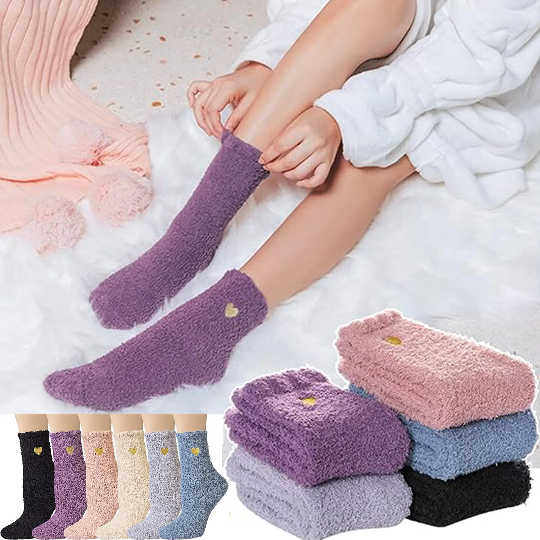 

5 пар уютных пушистых носков для женщин, больничные носки с ручками для женщин, нескользящие носки, носки-тапочки, пушистые носки для сна