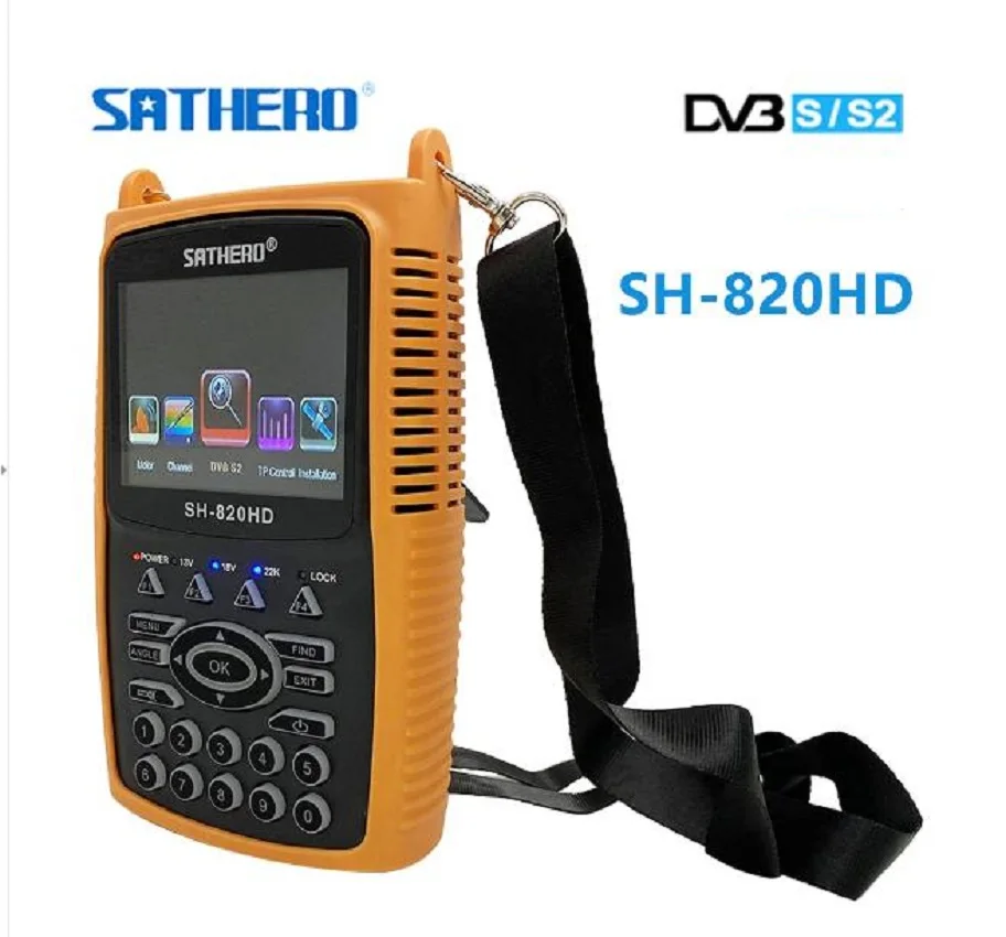 SATHERO SH-820HD DVB-S2 Digital Satellite Finder Meter ACM VCM H.265 Support 8psk 32apsk