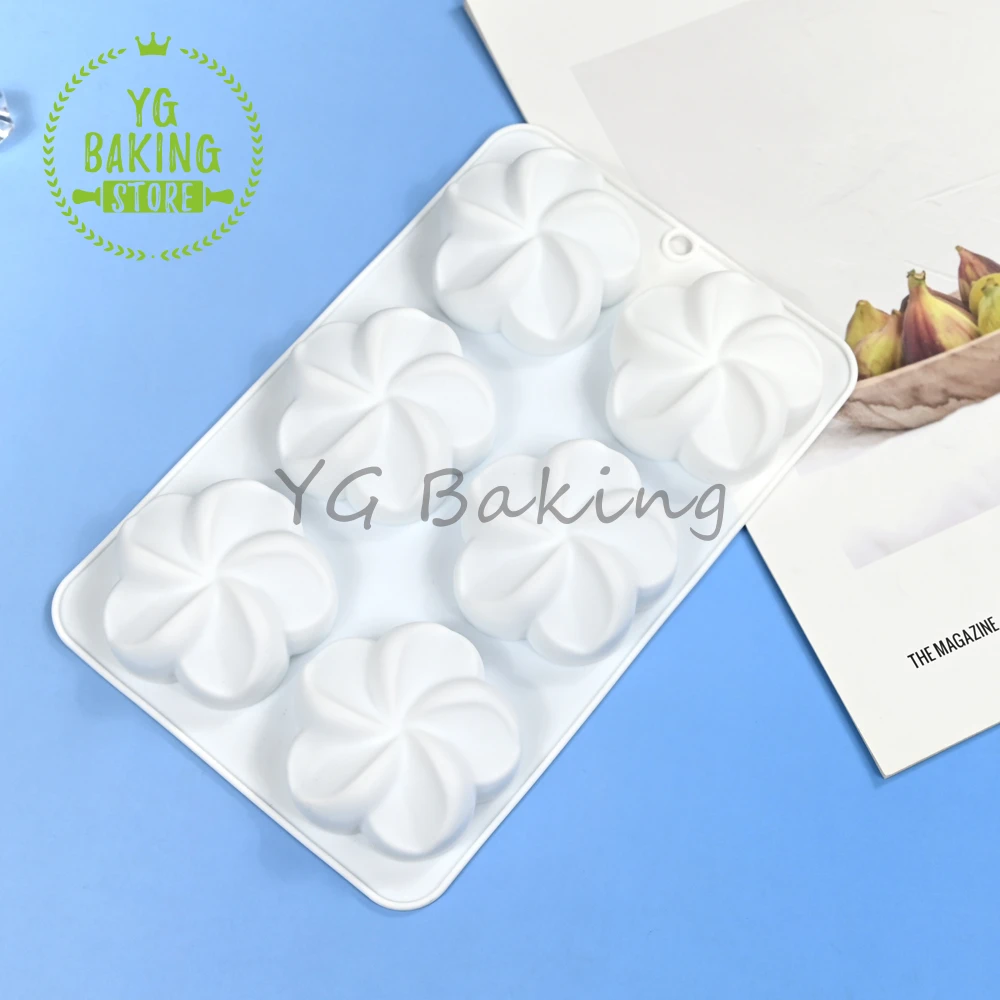Dorica 6 Hole Plumeria Design Pudding Silicone Mousse Mould 3D  Flower Chocolate Mold DIY Dessert Cake Decorating Tools Bakeware