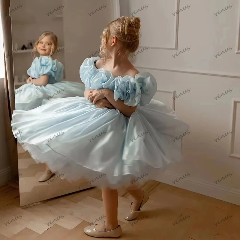 Charming Ball Flower Girl Dresses A Line Knee-Length Princess Birthday Dress Sleeveless Customized فساتين سهرة  Vestido De Novia
