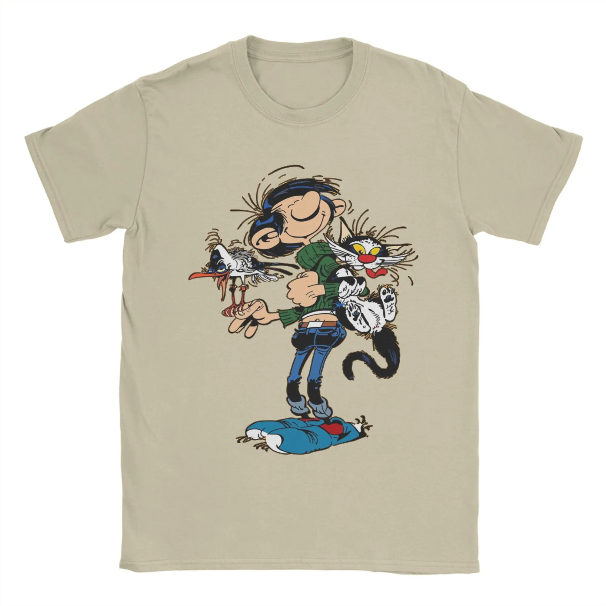 Men's The Twins of Gambler Gomer Goof T Shirts Gastone Lagaffe Cotton Clothing Short Sleeve Crew Neck Tee Shirt Printed T-Shirt