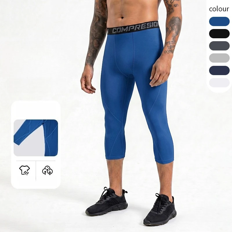 High Performance Men's Running Tights Compression Capri for Training and Gym Workouts Nylon Spandex Muscle Fit Breathable Mesh
