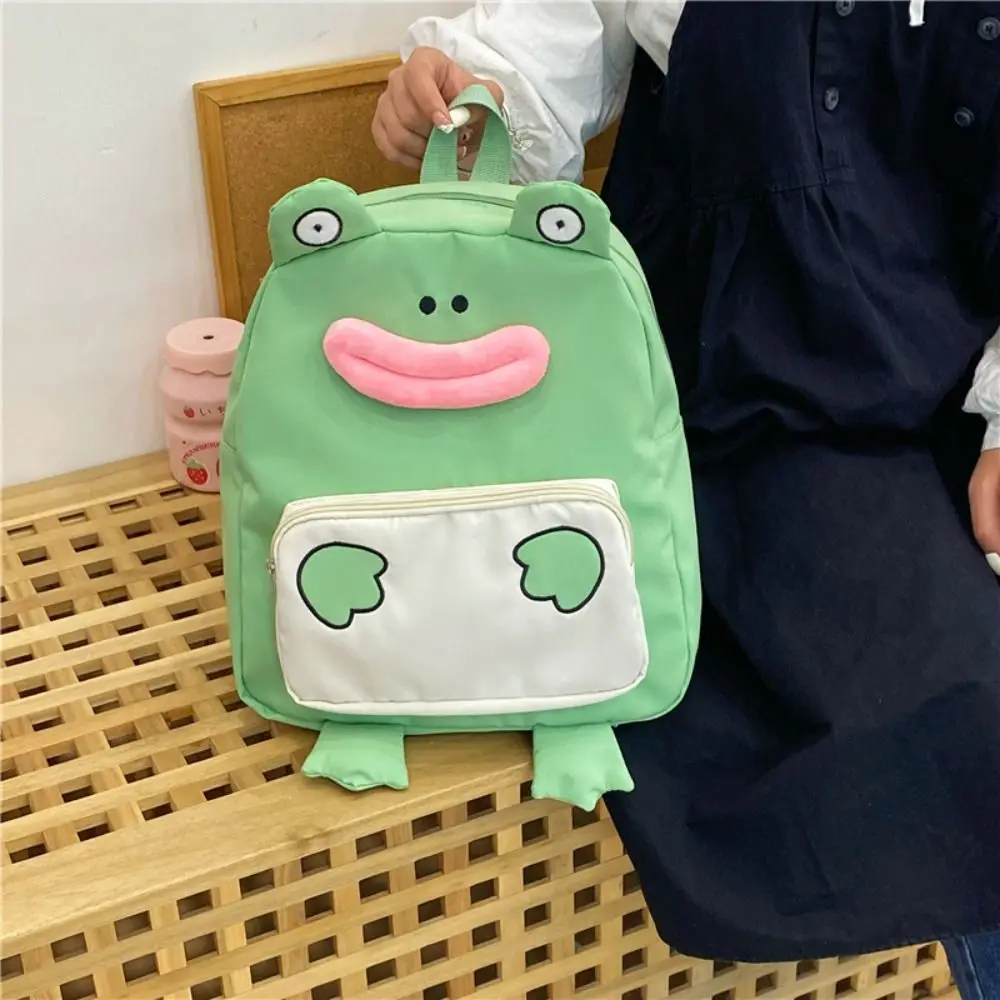 Cute Polyester Little Frog Backpack Storage Large Capacity Doll Schoolbag Storage Bag