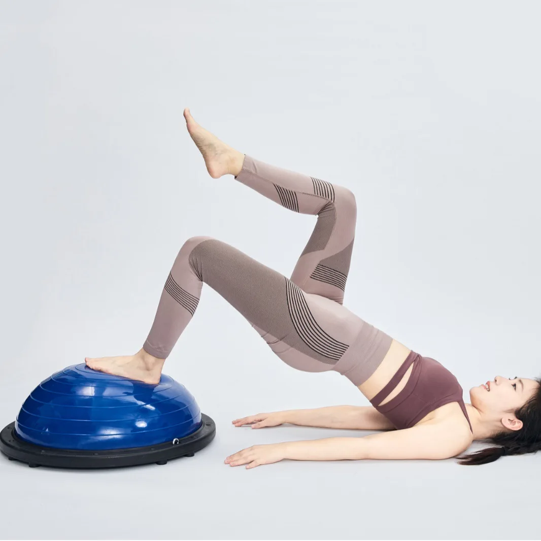 Thickened Wave Speed Ball Anti-Slip Half-Circle Yoga Ball Foot-Paced Balance Ball Home Use Pilates Fitness Half-Sphere