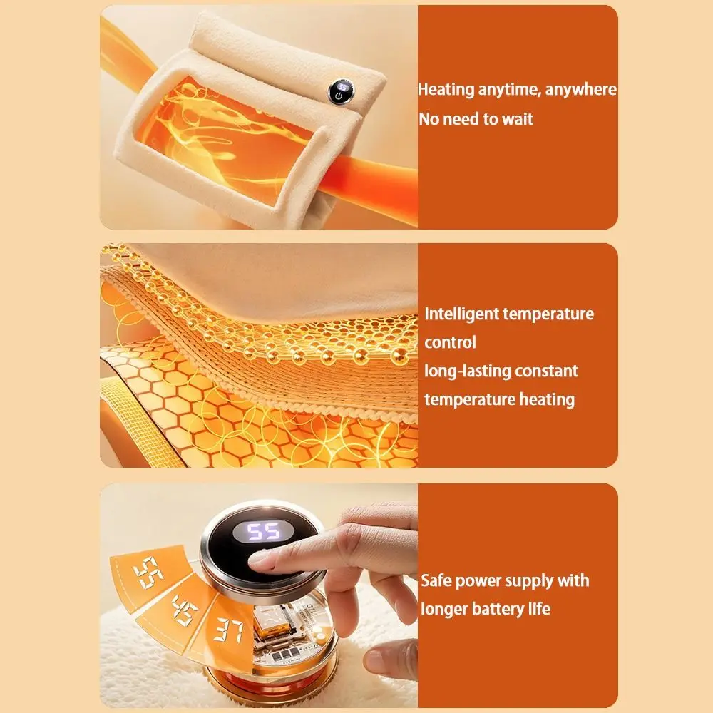 USB Heated Electric Hand Warmer 3 Levels Auto Off Heated Gloves Soft Flannel Multi-function Hand Warmer Pouch for Women Men