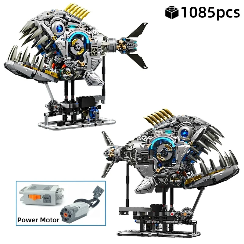 

Новый механический набор строительных блоков «пиранья», модель морского животного, сделай сам, развивающая игрушка для детей, подарки на день рождения, Рождество, 1085 шт.