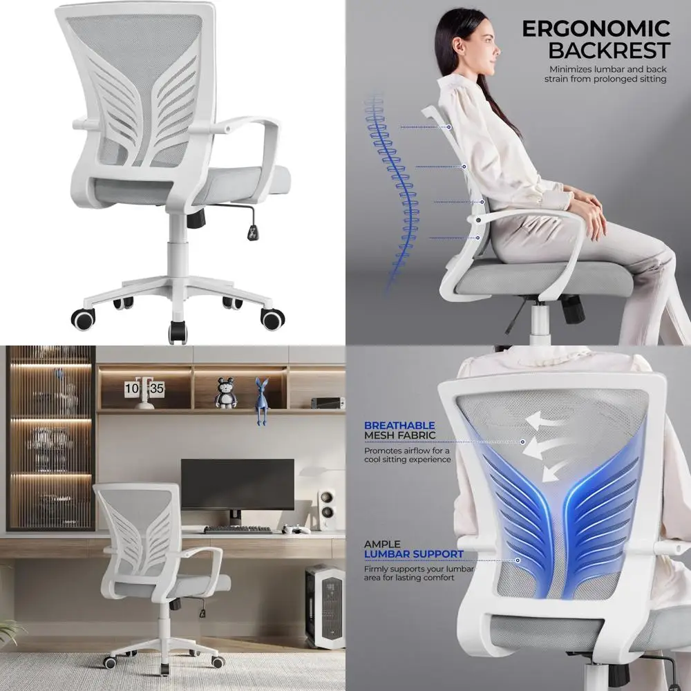 

Ergonomic Mid-Back Office Chair with Adjustable Height and Lumbar Support for Home and Office Use