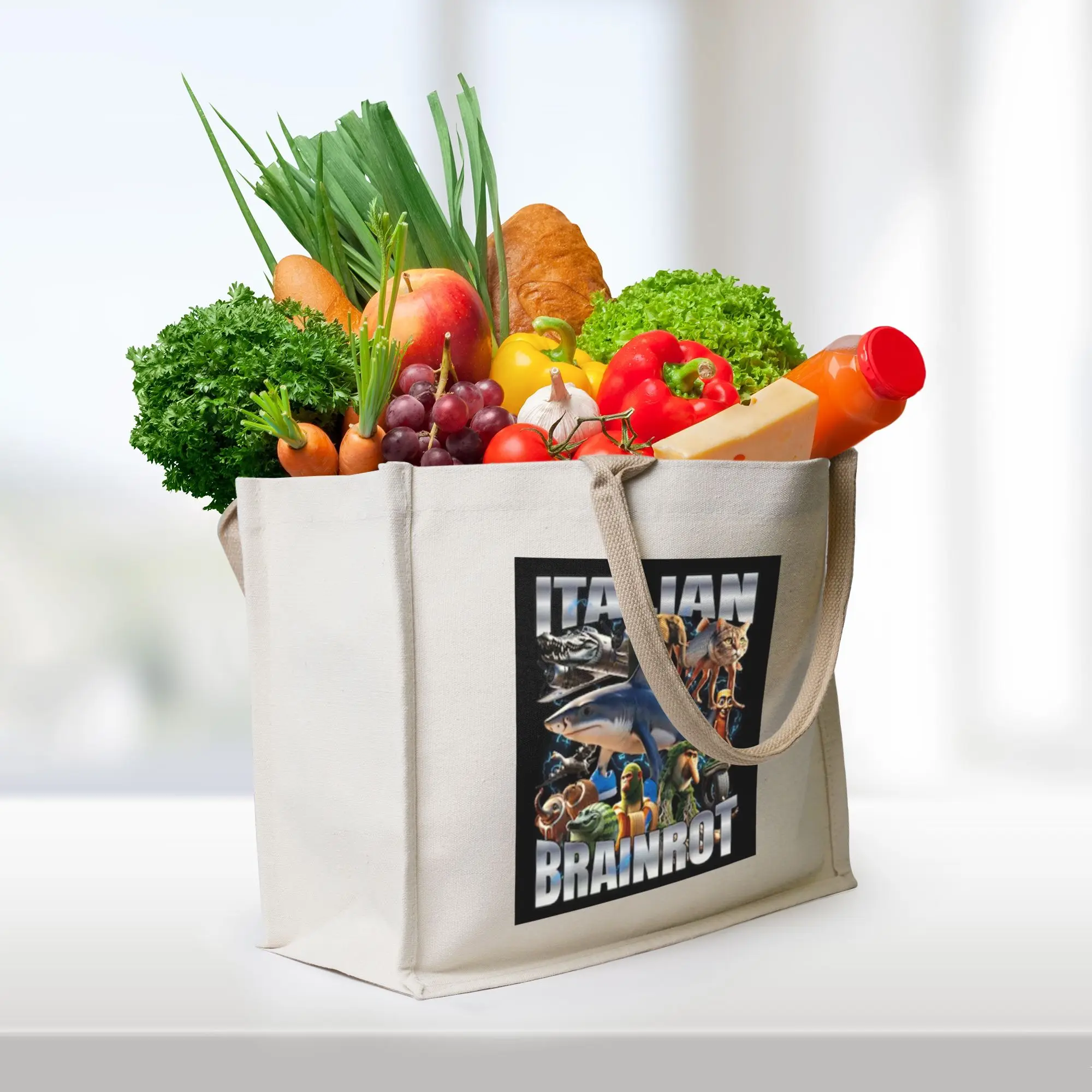 

Сумка-шоппер Tung Tung Tung Sahur Bombardinocrocodilo Tralalelo Tralala, холщовая сумка-тоут, женская сумка через плечо, дорожная сумка