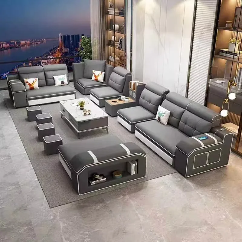 Reception area apartment home office living room hotel modern comfortable office sofa recliner with polyurethane leather case