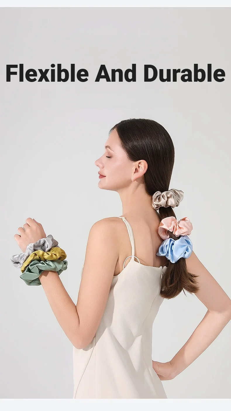 Satin-Haargummis, elastische Haarbänder zur Frizz-Prävention, Satin-Samt-Haargummis, Satin-Haar-Scrunchies, Pferdeschwanzhalter – Detail 5