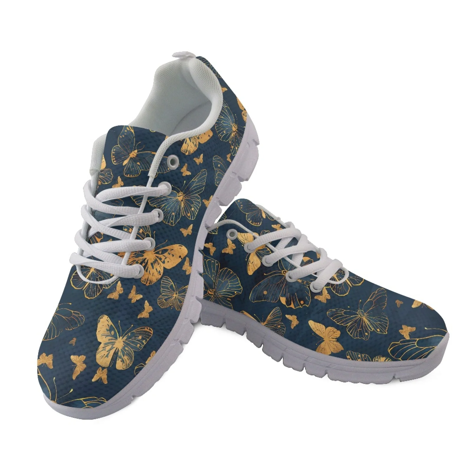 Coloranimal Leopard Butterfly Mesh & EVA Sole Running Shoes, Breathable Fitness Shoes for Women and Men Casual Gym Wear