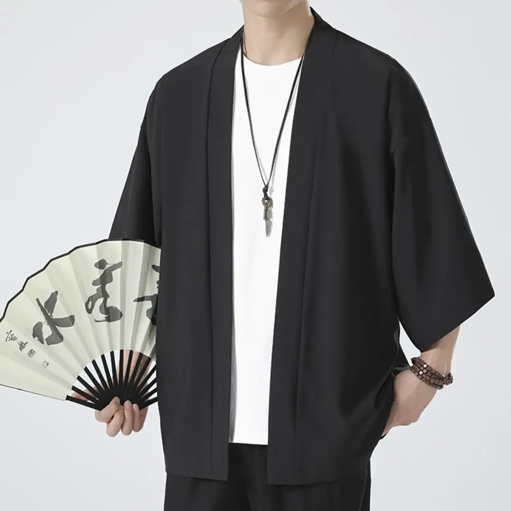 

Men's Kimono Cardigan Japanese Jackets Casual Cotton Open Front Lightweight Linen Yukata