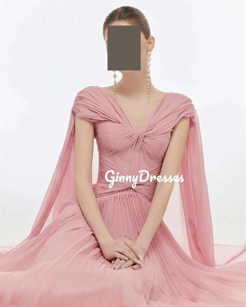 

Elegant Customized V-Neck A-Line Floor-Length Formal Occasion Dresses Ruffle Zipper Up Sleeveless Lining Formal Occasion Dresses