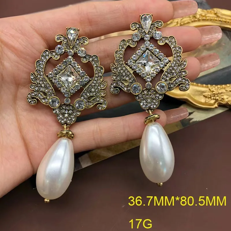 

Серьги с жемчугом, ожерелье для женщин, дворцовый стиль, винтажный гиперболический элегантный роскошный комплект модных ювелирных изделий Aretes De Mujer, капля воды