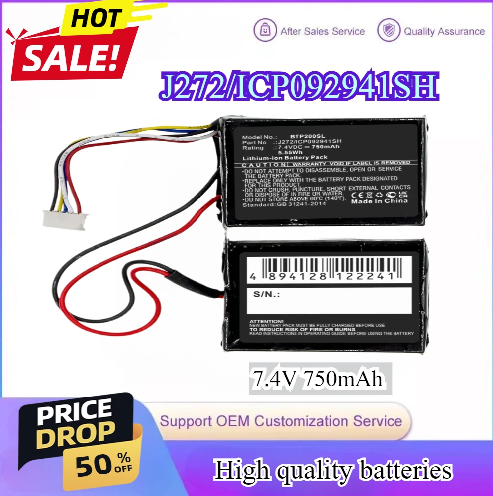 

Speaker Battery J272/ICP092941SH for Beats Pill 2.0 MH812AMA-UG B0513 Bluetooth Loudspeaker Battery 7.4V 750mAh/5.55Wh Bateria