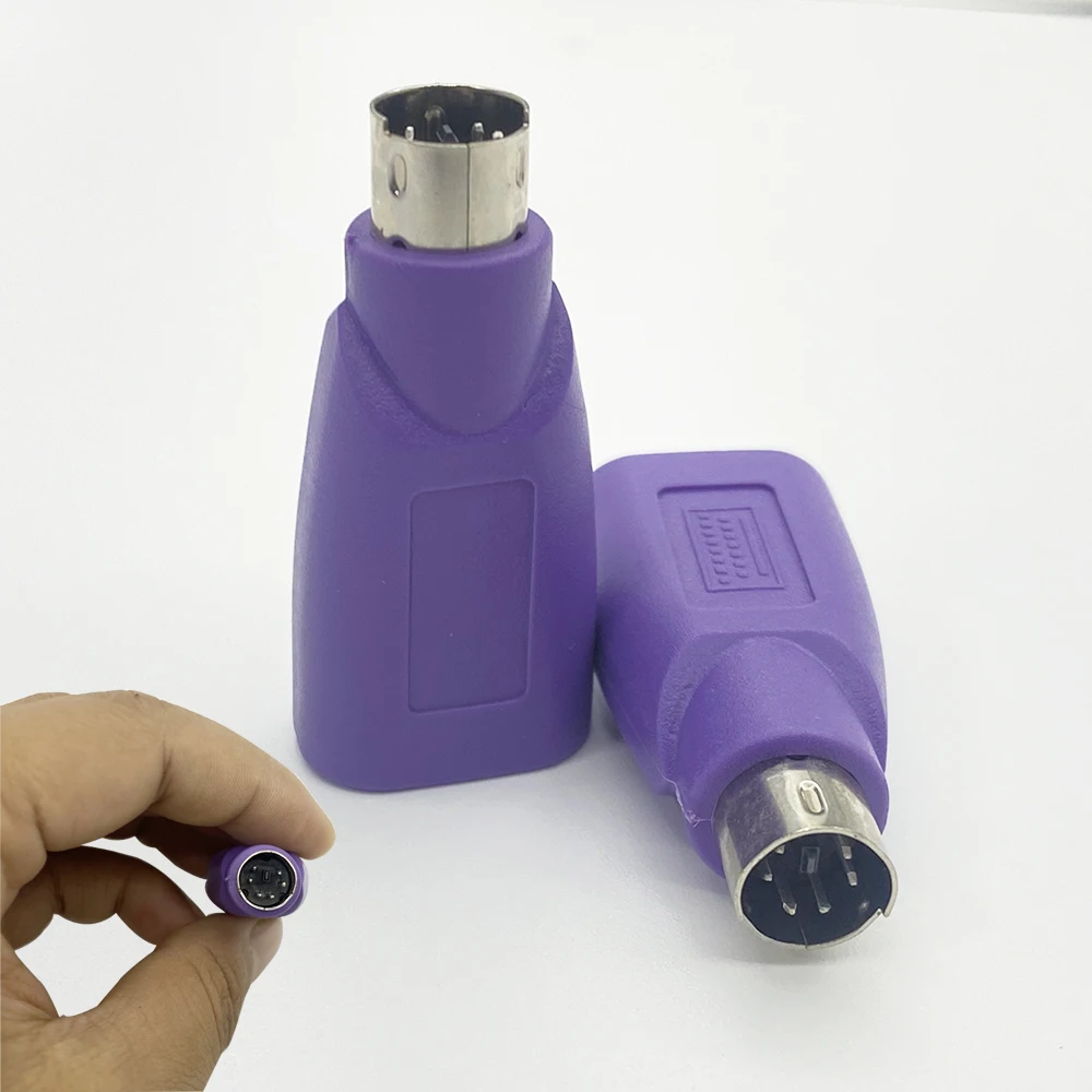 1Pcs Purple USB PS2 Mini DIN 6Pin Connector USB Female JACK to PS2 Mouse Keyboard Male Plug Converter Computer PC USB Adapter