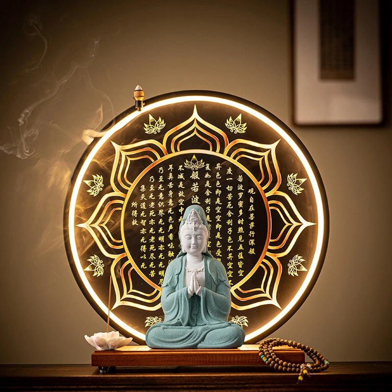 Ceramic Buddha Statue For Home Worship, Living Room Decoration, Sitting On A Lotus, Smiling Nanhai Guanyin Bodhisattva W
