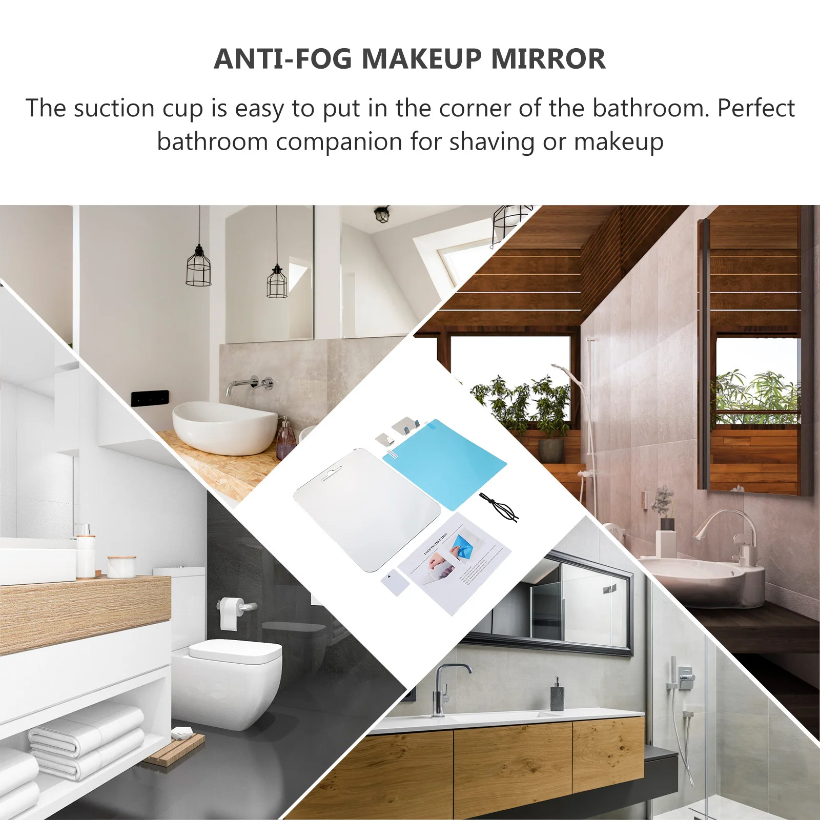 

Mirror Acrylic Bathroom Vanity Shaving Makeup Mirrors Travel Size Razor Shelf Durable LongLasting Remove