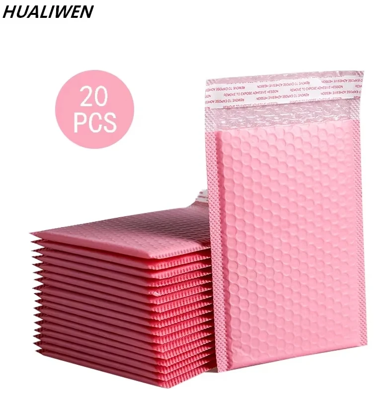 20 ชิ้นสีชมพู Poly Bubble Mailers เบาะซอง Self Seal เบาะซองของขวัญสีดําบรรจุภัณฑ์ซองจดหมายกระเป๋าสําหรับหนังสือ