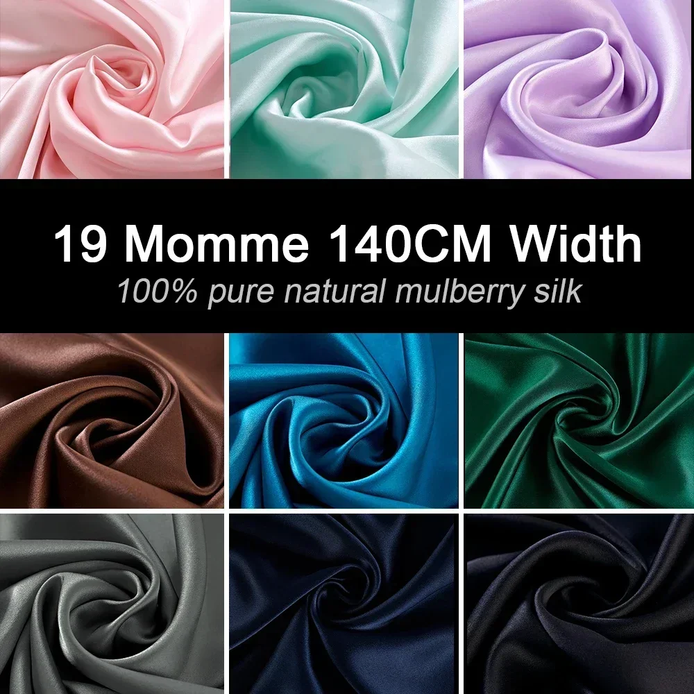 100% Pure Silk Fabric 140CM Width 19 Momme Natural Mulberry Silk Fabric High-quality Plain Crepe Satin