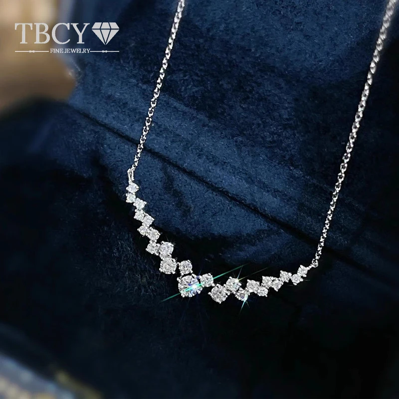 

TBCYD 0.7CT D Color Real Moissanite Smile Pendant Necklace Women's S925 Silver Chain Necklaces Wedding Jewelry With GRA