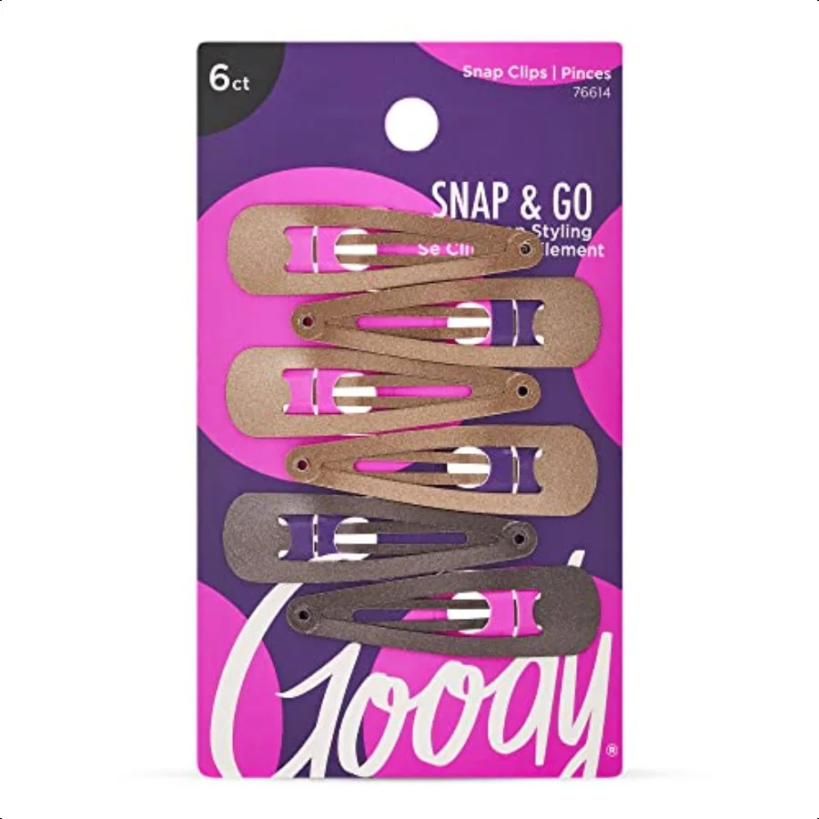 

Goody Metal Contour Hair Snap Clips 6 Count Brunette Assorted Colors Just Snap Into Place Suitable for All Hair Types PainFree