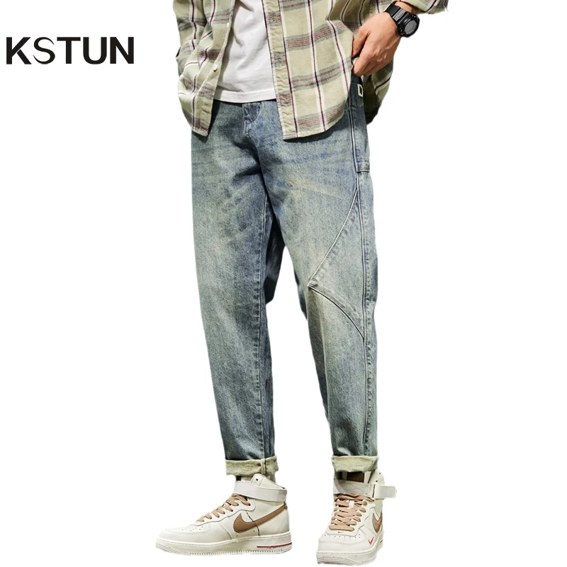 

Baggy Jeans Men Loose Fit Harem Pants Koran Style Fashion Desinger Patched Pockets Hip Hop Streetwear Men's Clothing Large Size