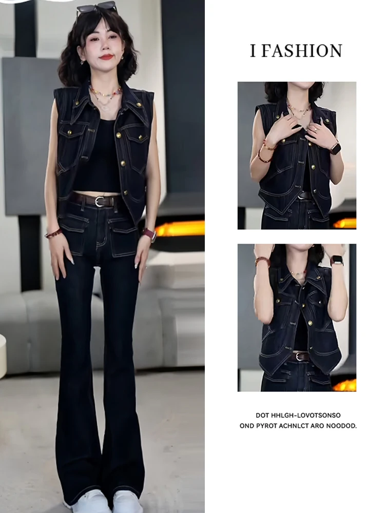 Design Sensation ort Denim Vest Women's Faion Streetwear Outerwear Top Commute Sle Regular Fit Moderate Warmth Single B...