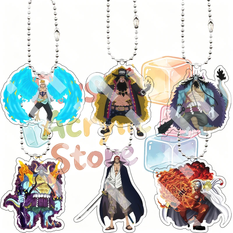 Anime Marco Blackbeard Kaido Red Hair Shanks Big Mom Battle Effect Acrylic Keychain Peripheral Cartoon Q Version Pendant Charm