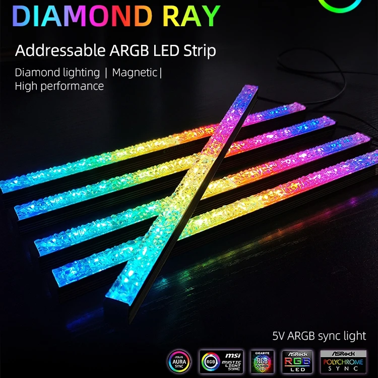 Coolmoon Diamond Style RGB LED Strip Light PC Computer Case 5V 3Pin/Small 4Pin LED Light Strip Mainboard Atmosphere Lamp