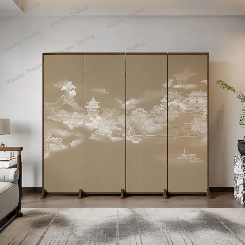 Solid wood screen partition living room entrance bedroom folding mobile blocking office landscape