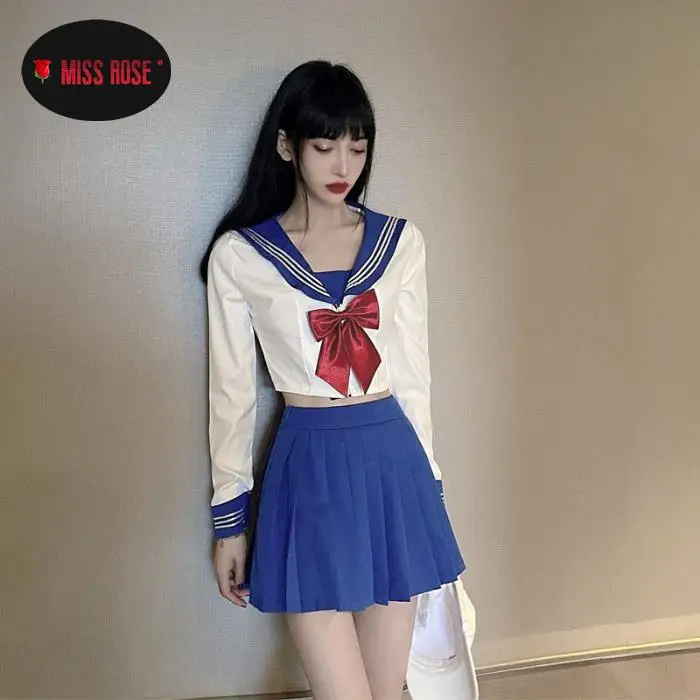 Woman School Uniforms Sexy Collage Student Sailor Party Cosplay Costume Japanese Short Sleeve JK Suit Girls Pleated Skirts