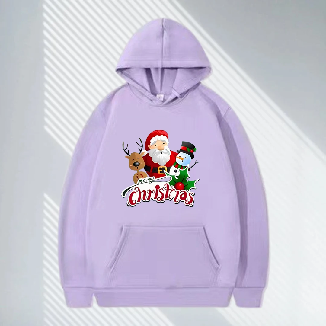 Felpa con cappuccio da donna autunno e inverno nuovo stile coppia di Natale con motivo Babbo Natale per feste di Natale e moda
