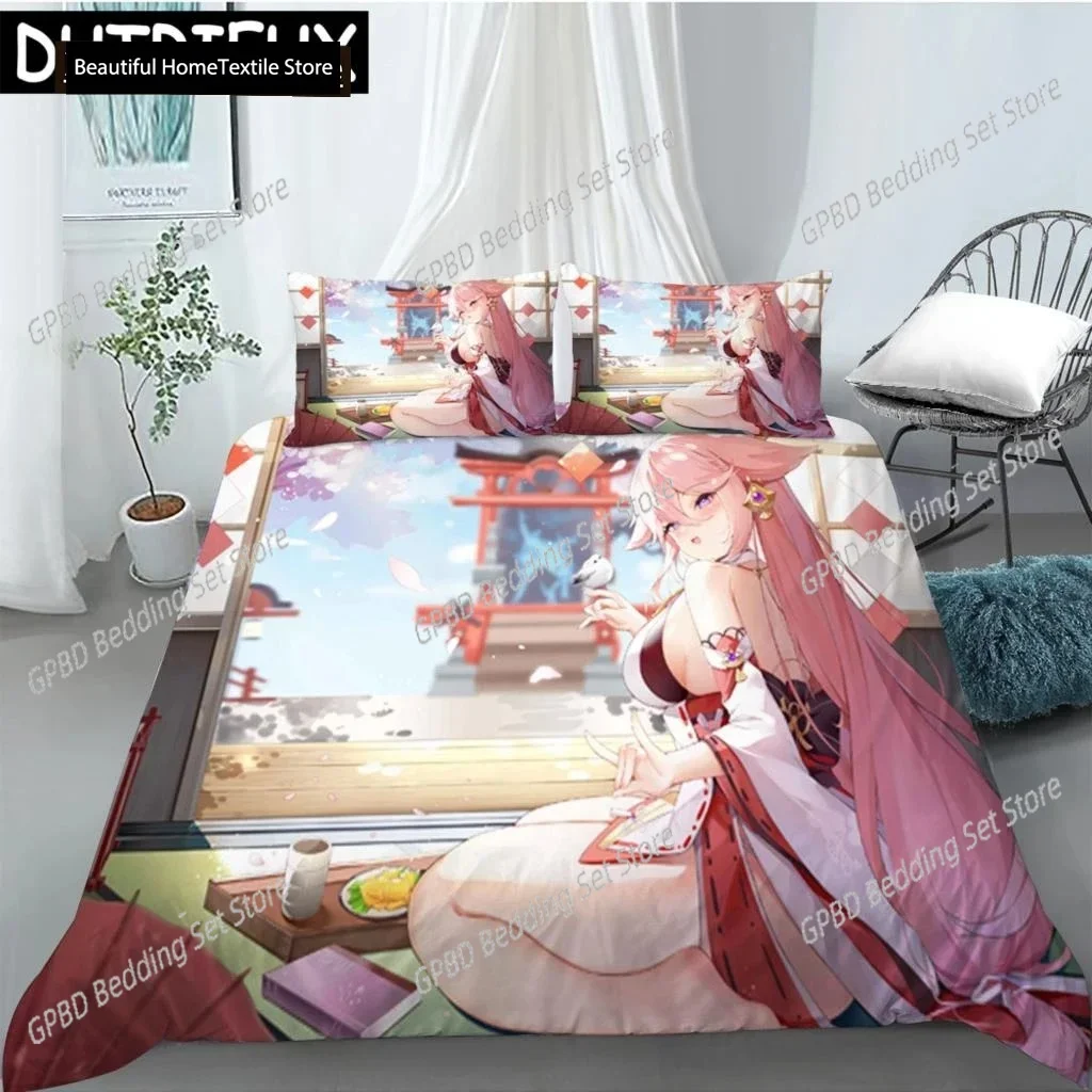 

Sale Game Anime Genshin Impact 3D Duvet Cover Bedding Set Comforter Linen Pillowcases Home Decor Single Double Twin King Queen