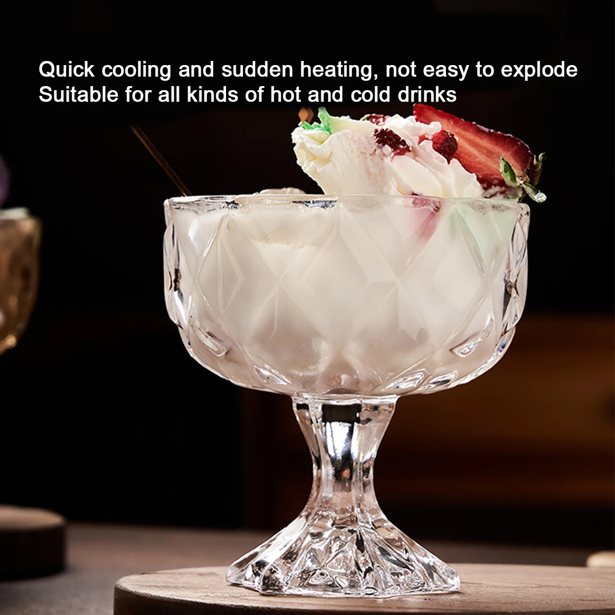 (Can Engrave Logo) 280ML Crystal Glass Home Ice Cream Cup, Dessert Glass, Bar Cocktail Cup, Whiskey Glass, Banquet/Party t Cup