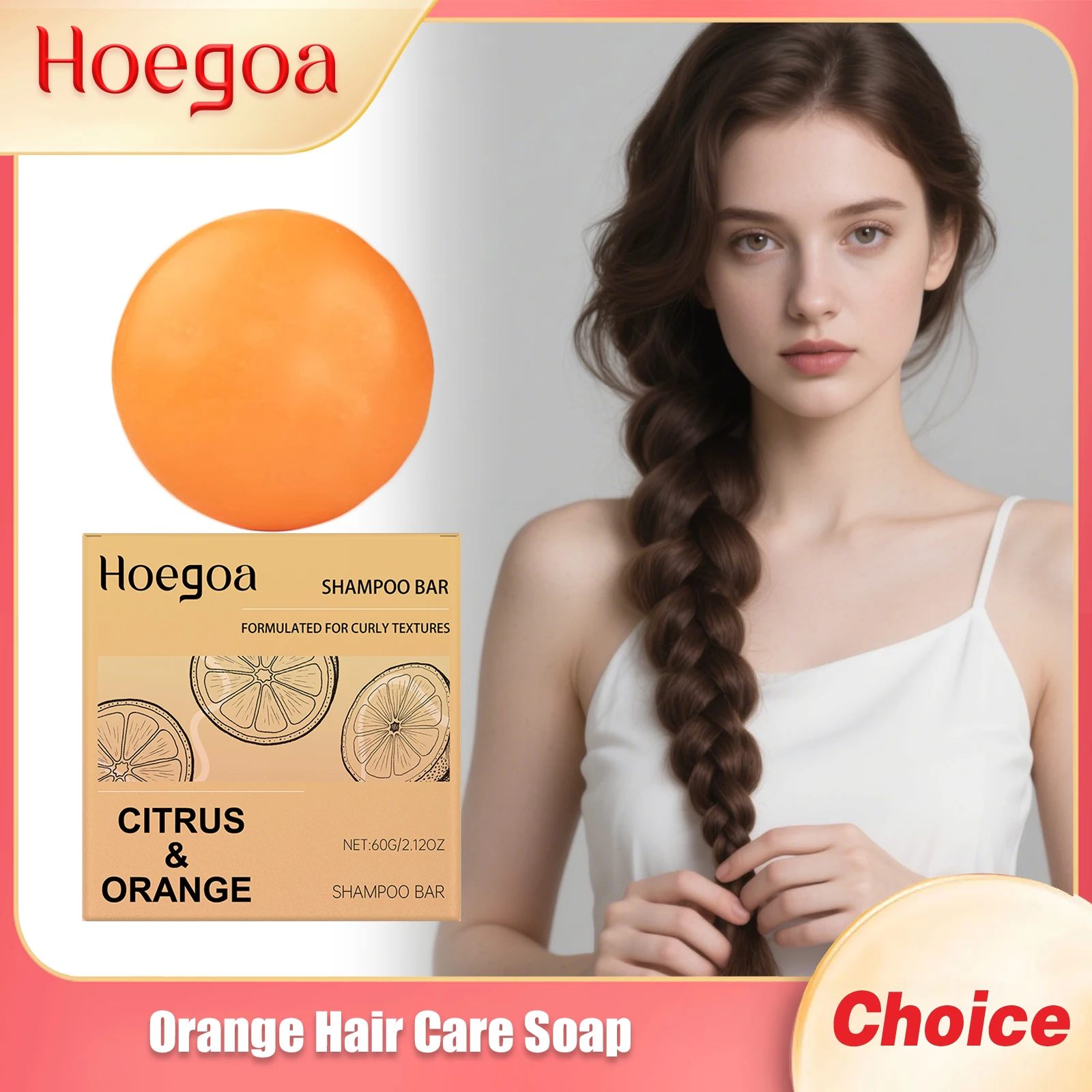 

HOEGOA Citrus Orange Hair Cares Soap Nourish Scalp Reduce Loss Deep Hydration Remove Dandruff Brightening Hair Moisturizing Soap