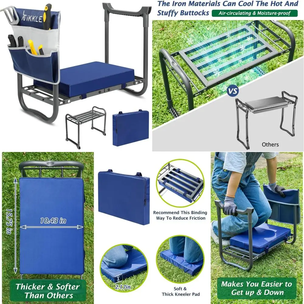 

Сверхпрочное садовое сиденье с толстой мягкой подушечкой — идеально подходит для садовников, скамейка-табурет повышенной емкости для комфортного Ga