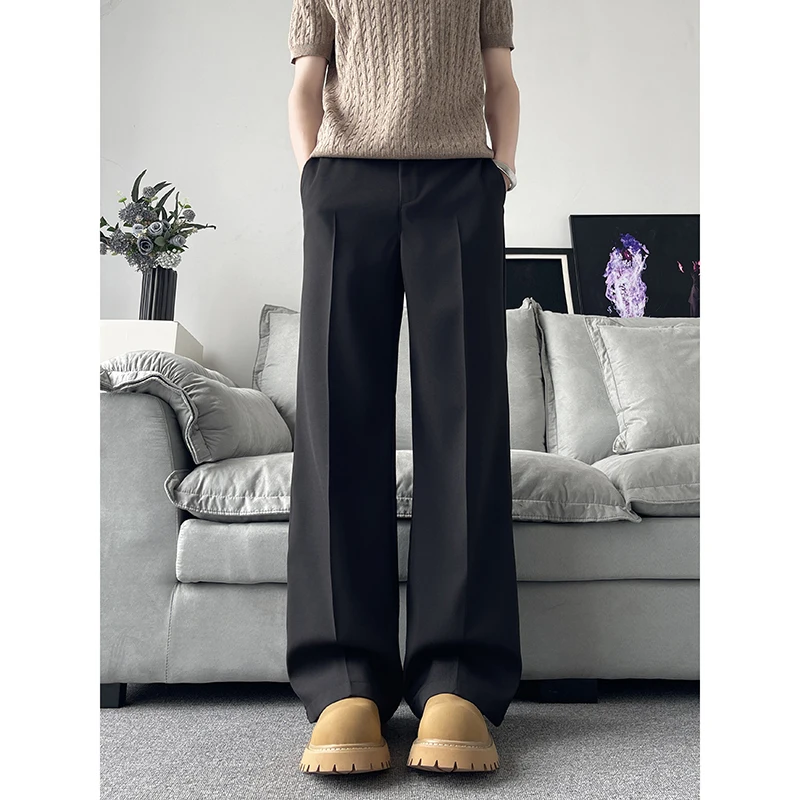 

Men's Wide Leg Formal Dress Pants - 2026 Trendy High Street Plain Color Vibe Suit Trousers for Office & Daily Wear Bottoms