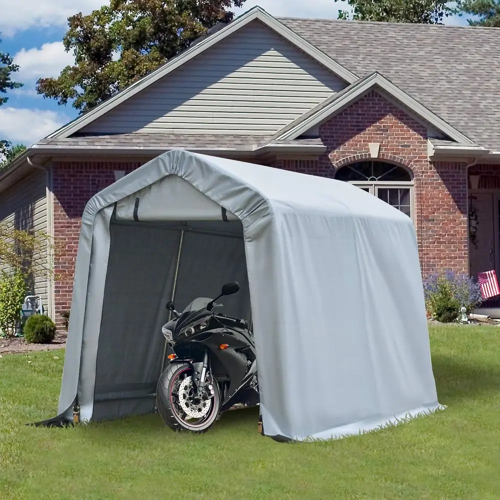 Portable 6x8 Carport Garage, Heavy Duty Outdoor Storage Tent, UV-Protected PE Cover, Ideal for Motorcycle, Bike, and Garden Tool