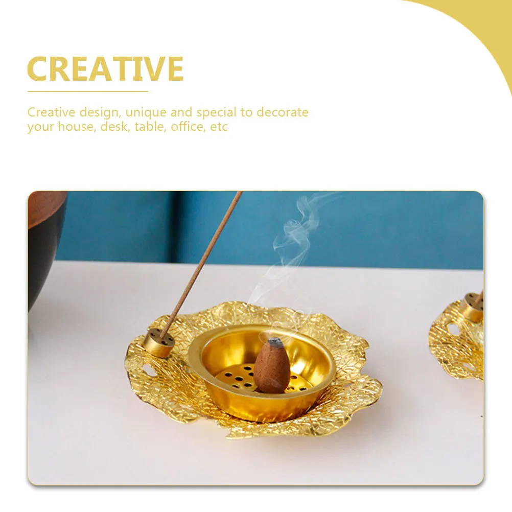 

Lotus-Leaf Incense Stick Holder Dual Use Aromatherapy Decorative Incense Burner Tray for Desk Home Office Holder