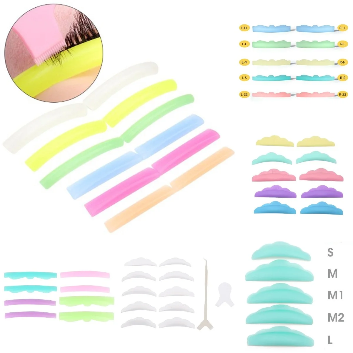 3/5/9pair Curlers Curl Silicone Pads Set Eyelash Lifting Accessories Y Eyelashes Brush Clean Comb Eye Lash Extension Perm Make 